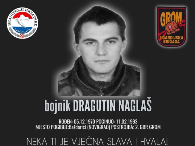NAJAVA – OBLJETNICA POGIBIJE HRVATSKOG BRANITELJA DRAGUTINA NAGLAŠA KUMEA